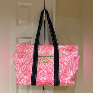 SCOUT Large Zip-Top Tote Bag – Pink Ikat Print
